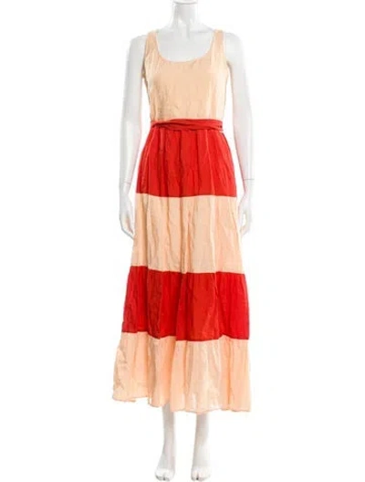 Pre-owned Carolina K Linen Long Dress In Orange