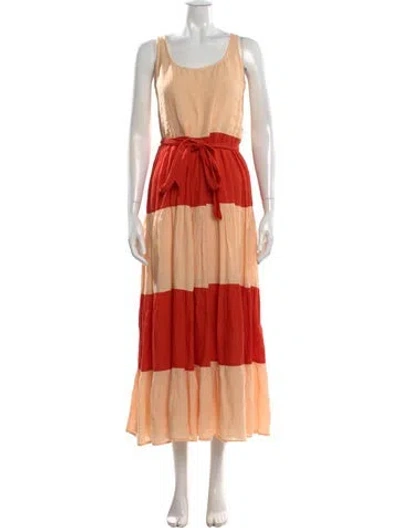Pre-owned Carolina K Linen Long Dress In Orange