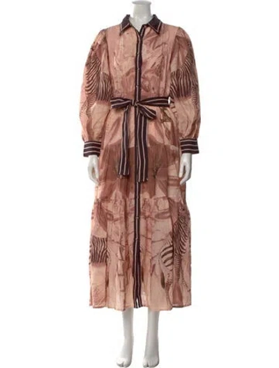 Pre-owned Carolina K Linen Long Dress In Pink