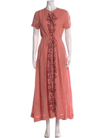 Pre-owned Carolina K Linen Long Dress In Pink