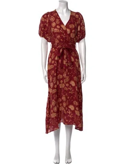 Pre-owned Carolina K Linen Long Dress In Red