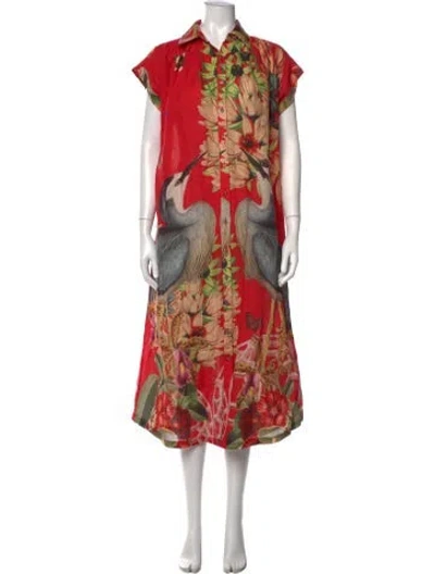 Pre-owned Carolina K Linen Long Dress In Red