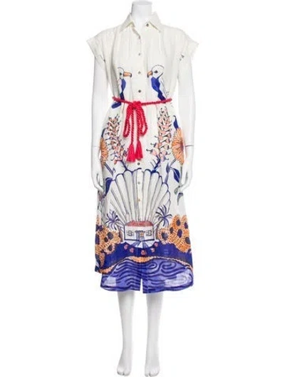 Pre-owned Carolina K Linen Midi Length Dress In Neutrals