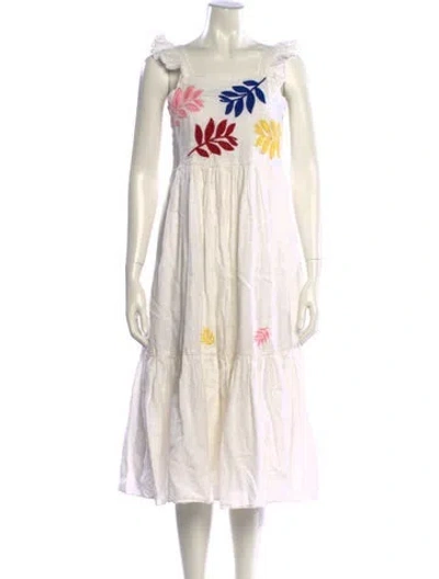 Pre-owned Carolina K Linen Midi Length Dress In White