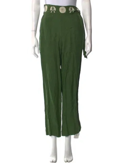 Pre-owned Carolina K Linen Wide Leg Pants In Green