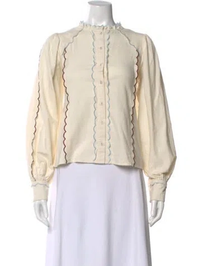 Pre-owned Carolina K Long Sleeve Blouse In Neutral