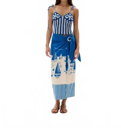 Carolina K Loren Midi Skirt In Sailboats In Multi