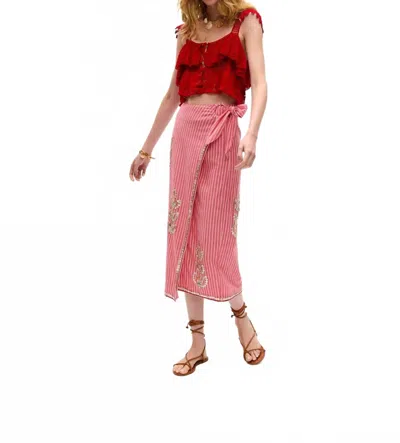 Carolina K Loren Skirt In Red Striped In Multi