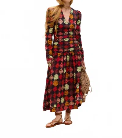 Carolina K Malika Long-sleeve Midi Dress In Tabbi Brown In Multi