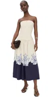 Carolina K Malla Strapless Drop-waist Midi Dress In Shell Cream