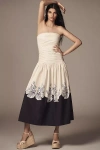 Carolina K Malla Strapless Drop-waist Midi Dress In White