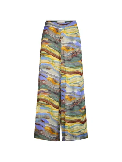 Carolina K Marble-print Palazzo Pants In Multi