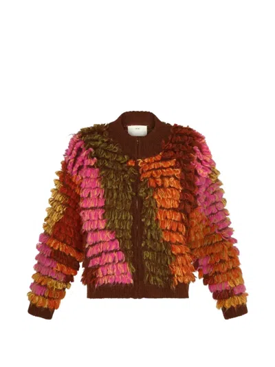 Carolina K Marjorie Shaggy Knit Jacket In Multi