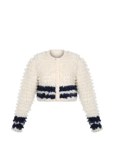 Carolina K Marjorie Striped Knitted Jacket In Gold
