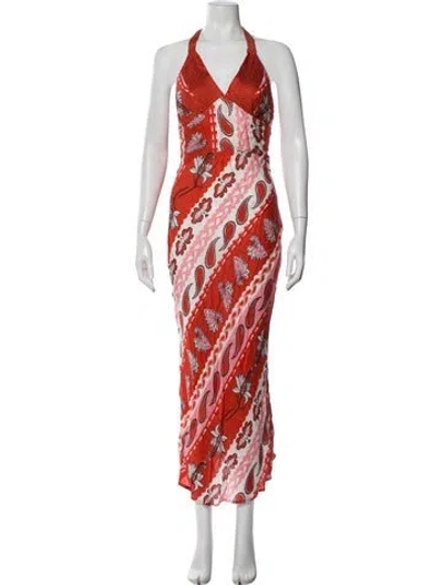 Pre-owned Carolina K Paisley Print Long Dress In Red