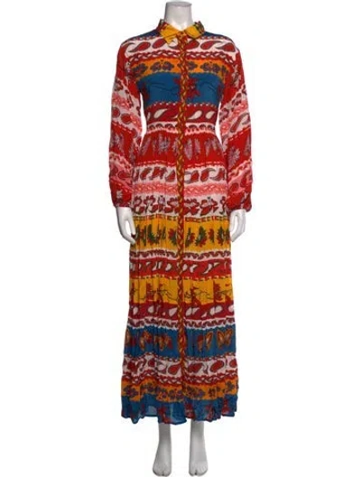 Pre-owned Carolina K Paisley Print Long Dress In Red