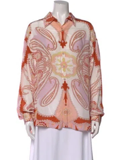 Pre-owned Carolina K Paisley Print Long Sleeve Blouse In Pink