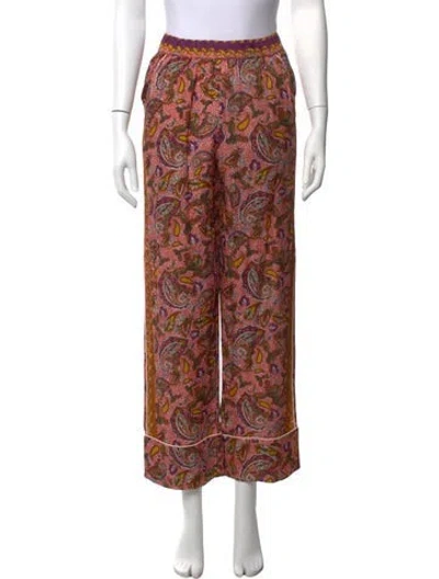 Pre-owned Carolina K Paisley Print Wide Leg Pants In Pink
