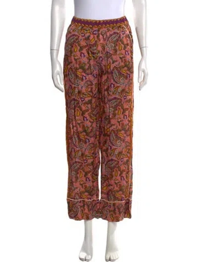Pre-owned Carolina K Paisley Print Wide Leg Pants W/ Tags In Pink