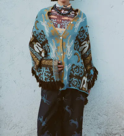 Carolina K Pampa Poncho In Multi In Blue