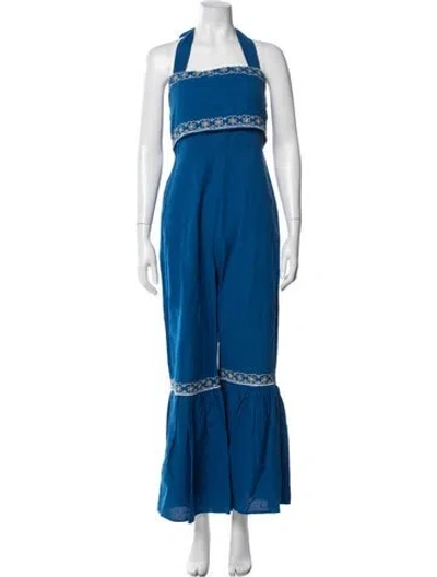 Pre-owned Carolina K Patterned Halterneck Jumpsuit In Blue