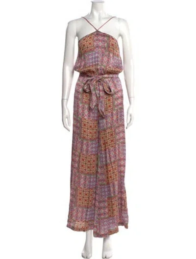 Pre-owned Carolina K Patterned Halterneck Jumpsuit In Pink