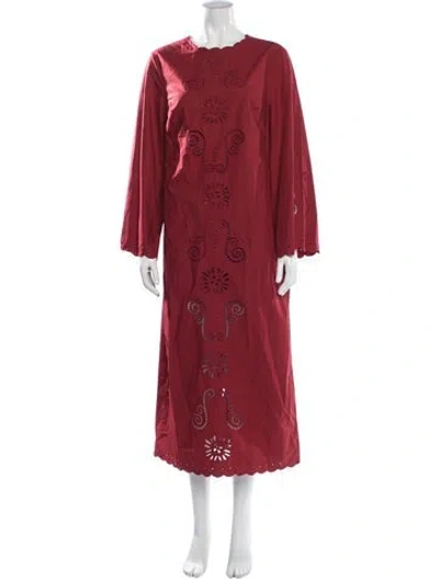 Pre-owned Carolina K Patterned Long Dress In Red
