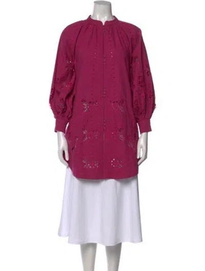 Pre-owned Carolina K Patterned Long Sleeve Blouse In Pink