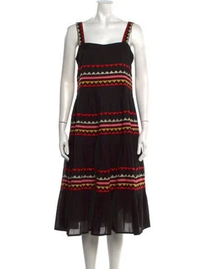 Pre-owned Carolina K Patterned Midi Length Dress In Black