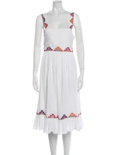 Pre-owned Carolina K Patterned Midi Length Dress In White