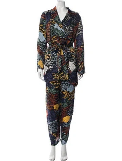 Pre-owned Carolina K Patterned Pantsuit In Blue