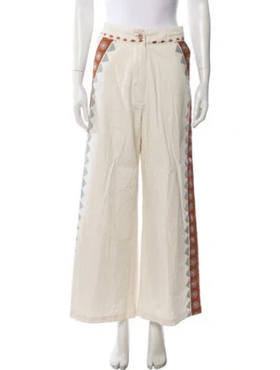 Pre-owned Carolina K Patterned Wide Leg Pants In Orange