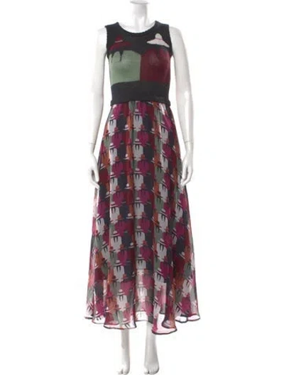 Pre-owned Carolina K Plaid Print Long Dress In Multi