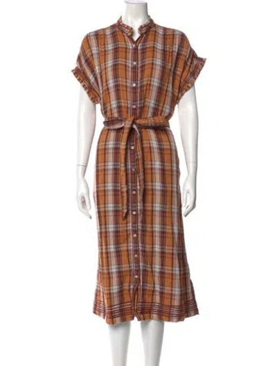 Pre-owned Carolina K Plaid Print Long Dress In Multi