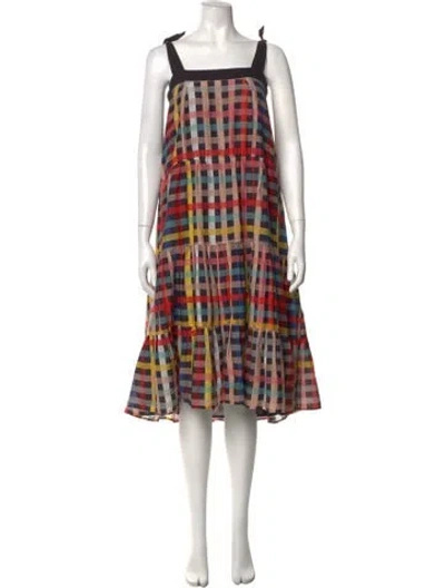 Pre-owned Carolina K Plaid Print Midi Length Dress In Black