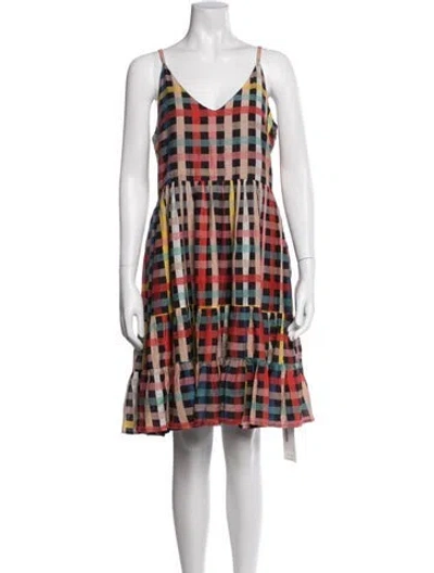 Pre-owned Carolina K Plaid Print Mini Dress In Black