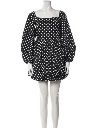 Pre-owned Carolina K Polka Dot Print Mini Dress In Black