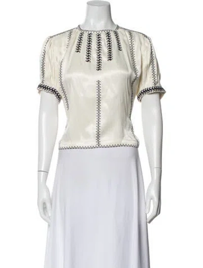 Pre-owned Carolina K Printed Crew Neck Blouse In Neutral
