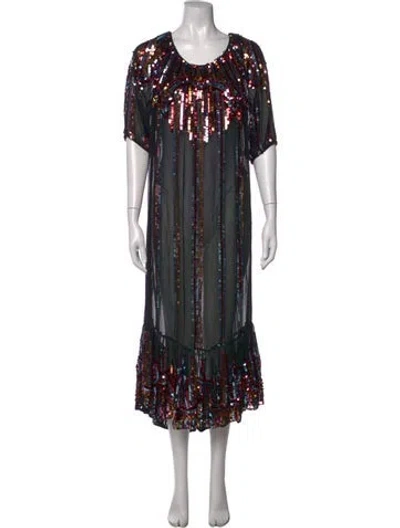 Pre-owned Carolina K Printed Long Dress In Black