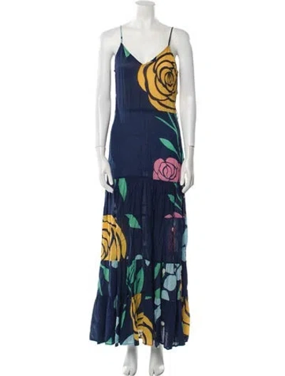 Pre-owned Carolina K Printed Long Dress In Blue
