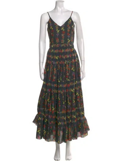 Pre-owned Carolina K Printed Long Dress In Blue