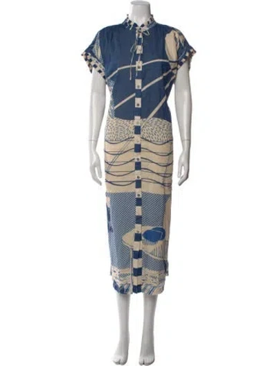 Pre-owned Carolina K Printed Long Dress In Blue