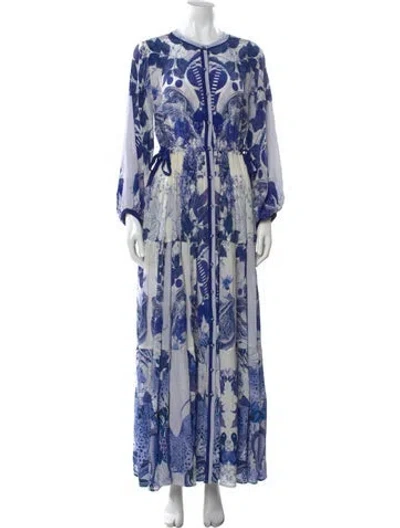 Pre-owned Carolina K Printed Long Dress In Blue