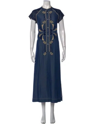Pre-owned Carolina K Printed Long Dress In Blue