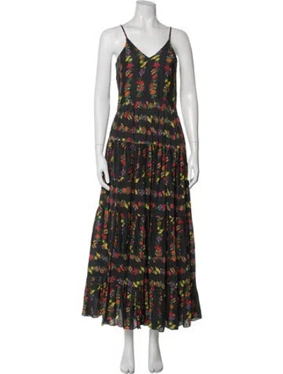 Pre-owned Carolina K Printed Long Dress In Green