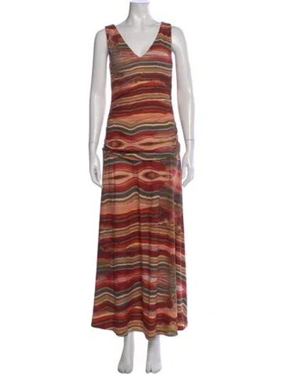 Pre-owned Carolina K Printed Long Dress In Multi