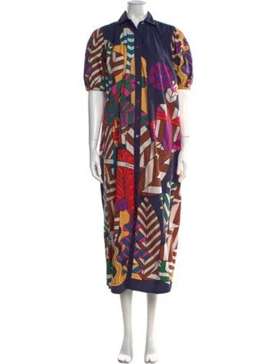 Pre-owned Carolina K Printed Long Dress In Multi