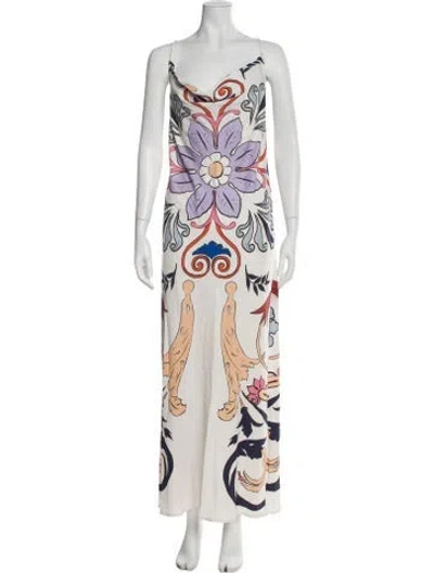 Pre-owned Carolina K Printed Long Dress In Neutral