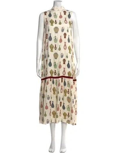 Pre-owned Carolina K Printed Long Dress In Neutral