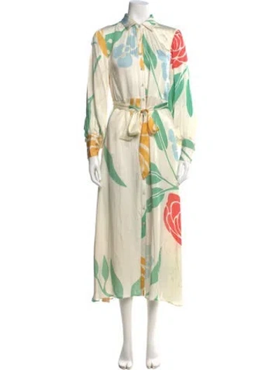 Pre-owned Carolina K Printed Long Dress In Neutral
